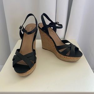 CHARLES DAVID BLACK WEDGE ESPADRILLE
